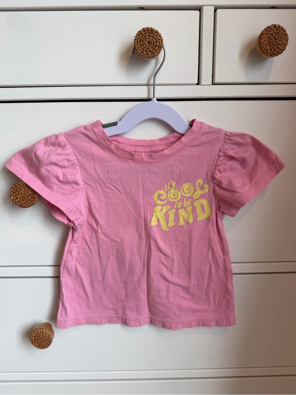 Pink "It's Cool to Be Kind" Kids Tee 4T but fit 2T